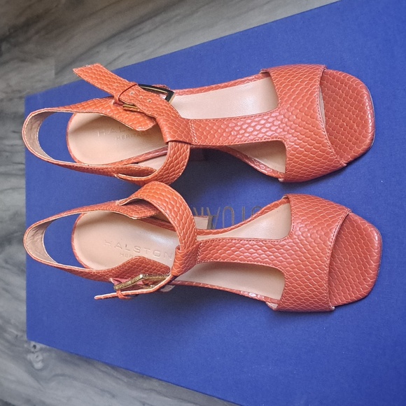 Halston Heritage, leather pumps, orange, sz7 - Picture 3 of 5